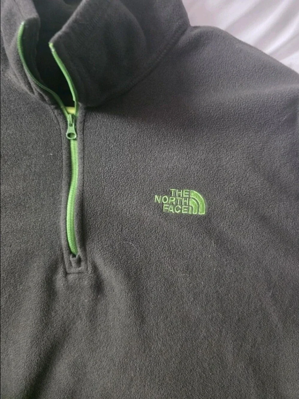 The North Face Green Fleece Half-Zip with Neon Green Accents